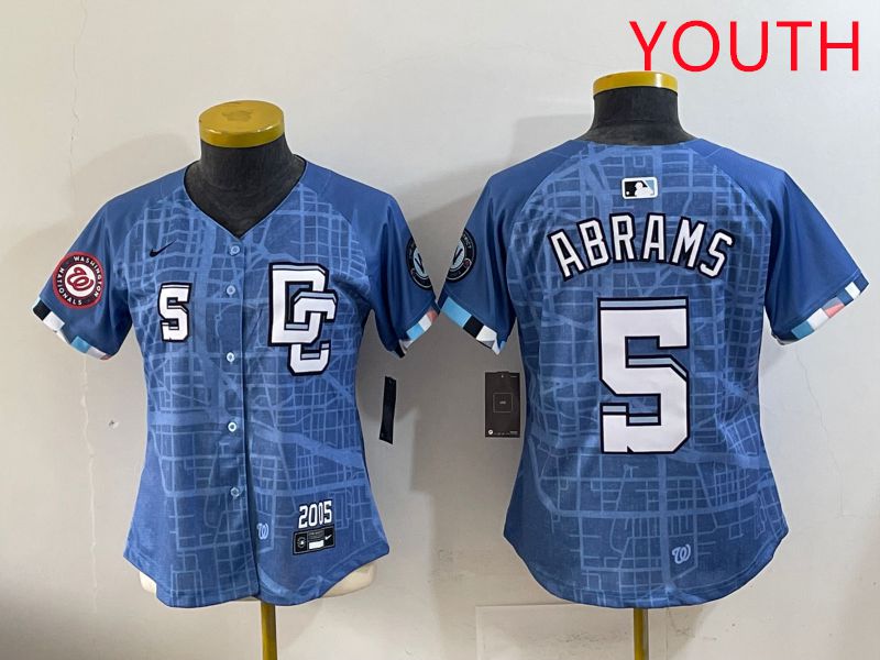 Youth Washington Nationals #5 Abrams Joint Name 2025 Nike MLB Jersey style 3->youth mlb jersey->Youth Jersey